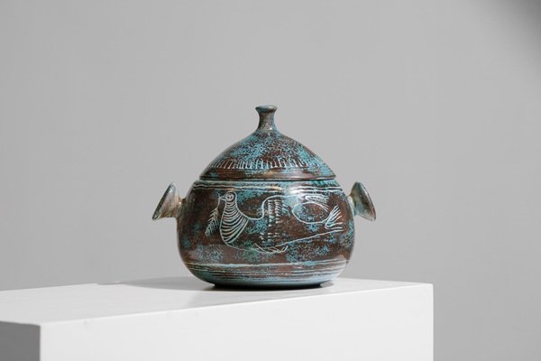 Blue Ceramic Tureen from Yvon Roy Mongolfier-YU-974136