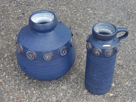 Blue Ceramic Vases by Ceramano, Set of 2-QDP-1356760