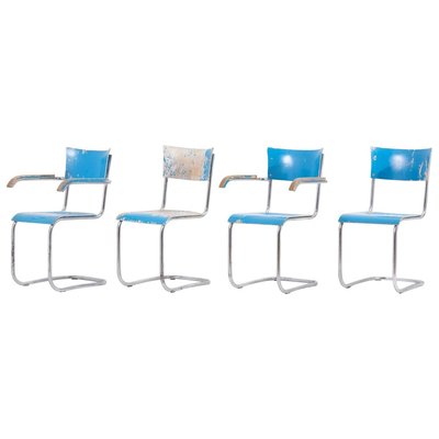 Blue Chairs from Mucke Melder, Germany, 1930s, Set of 4-SFD-824963