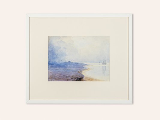 Blue Coast, Watercolor on Paper, Framed-GPP-1079935