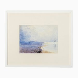 Blue Coast, Watercolor on Paper, Framed-GPP-1079935