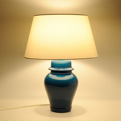 Blue Crackle Glaze Ginger Jar Ceramic Table Lamp, 1960s-IXK-1812617