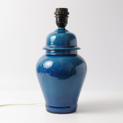 Blue Crackle Glaze Ginger Jar Ceramic Table Lamp, 1960s-IXK-1812617