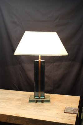 Blue Crystal & Brass Table Lamp by Pietro Chiesa for Fontana Arte, 1950s-EH-950948