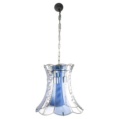 Blue Crystal Pendant Lamp, Mid-20th Century-ZCI-1374544