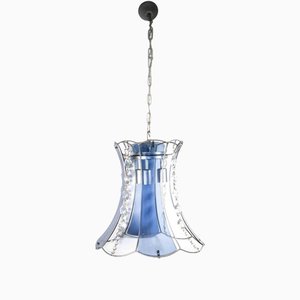 Blue Crystal Pendant Lamp, Mid-20th Century-ZCI-1374544