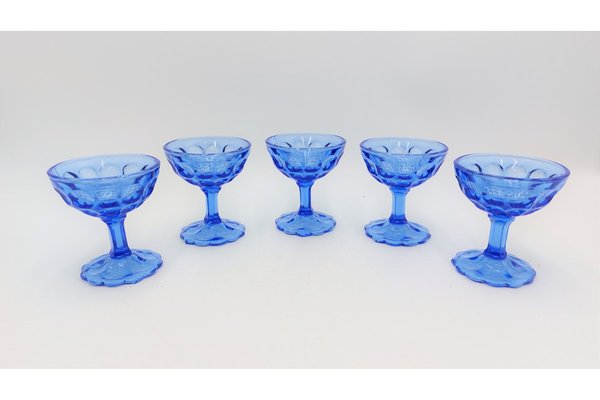 Blue Cups from Ząbkowice, Poland, 1970s, Set of 5-BXB-1408966