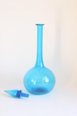 Blue Empoli Glass Genie Bottle, Tuscany, 1960s-PLT-1330585