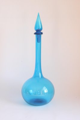 Blue Empoli Glass Genie Bottle, Tuscany, 1960s-PLT-1330585