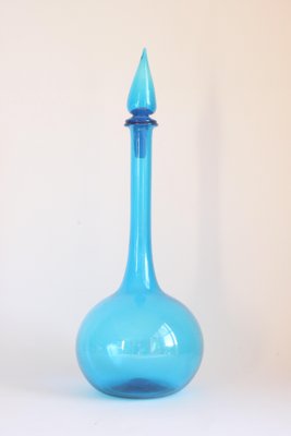 Blue Empoli Glass Genie Bottle, Tuscany, 1960s-PLT-1330585