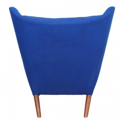 Blue Fabric and Teak Papa Bear Chair by Hans J. Wegner, 1970s-MTD-1400698