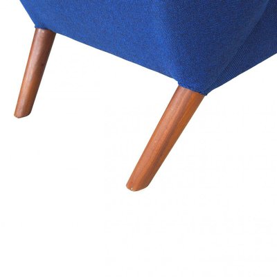 Blue Fabric and Teak Papa Bear Chair by Hans J. Wegner, 1970s-MTD-1400698