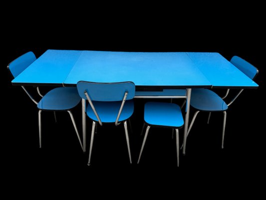 Blue Formica Table & Chairs from Jafae, 1960s, Set of 5-SDV-2018428