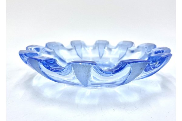 Blue Glass Ashtray from Ząbkowice, Poland, 1960s-BXB-1409004