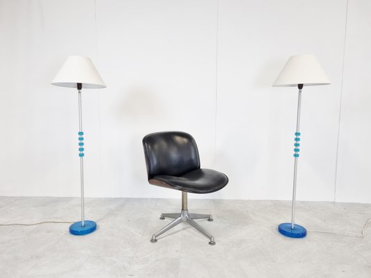 Blue Glass Floor Lamps by Carl Fagerlund for Orrefors, Set of 2, 1960s-IRH-1134473