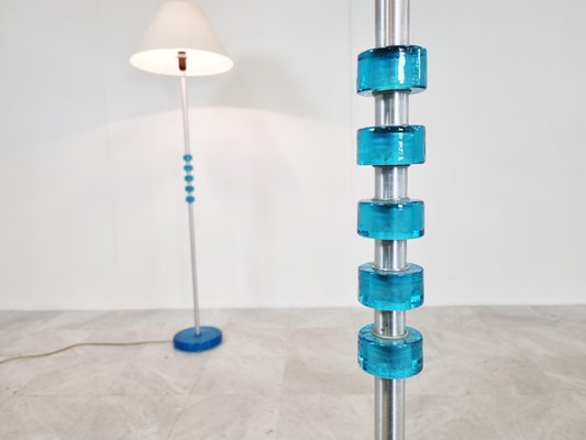 Blue Glass Floor Lamps by Carl Fagerlund for Orrefors, Set of 2, 1960s-IRH-1134473