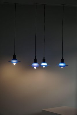 Blue Glass Pendants from Design Light A/S, Denmark, 1990s, Set of 4-MXF-1410669