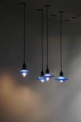 Blue Glass Pendants from Design Light A/S, Denmark, 1990s, Set of 4-MXF-1410669