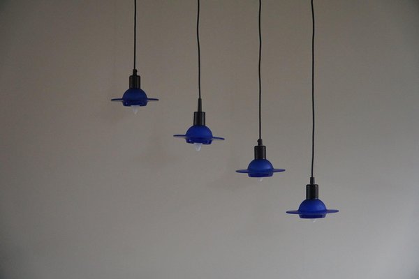 Blue Glass Pendants from Design Light A/S, Denmark, 1990s, Set of 4-MXF-1410669