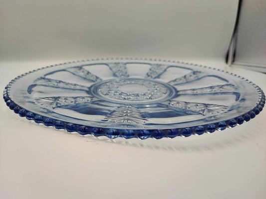 Blue Glass Plate from Ząbkowice Glassworks, 1970s-CAQ-1794250