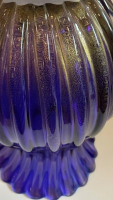 Blue Glass Vase with Gold Inclusion of Archimedes Seguso, Murano, Italy, 1970s-TKR-1819278