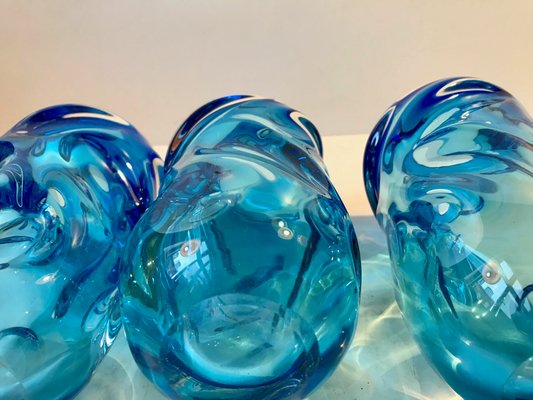 Blue Glass Vases by Jan Beranek for Skrdlovice, 1960s, Set of 3-LCR-847144