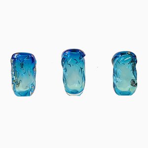 Blue Glass Vases by Jan Beranek for Skrdlovice, 1960s, Set of 3-LCR-847144