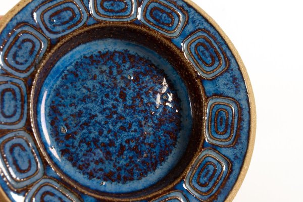 Blue Glazed Ceramic Ashtrays by Einar Johansen for Søholm, 1960s, Set of 3-WIX-835850