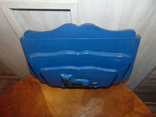 Blue Hanging Wooden Letter Holder, 1950s-CAQ-562170