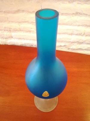 Blue Ice Effect Glass Vase from Stylo, 1960s-QY-696906