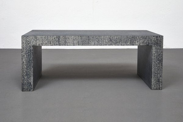 Blue Iroko Wood Low Bench by Giorgio Armani for Armani Casa, Italy, 1990s-TJQ-1384177