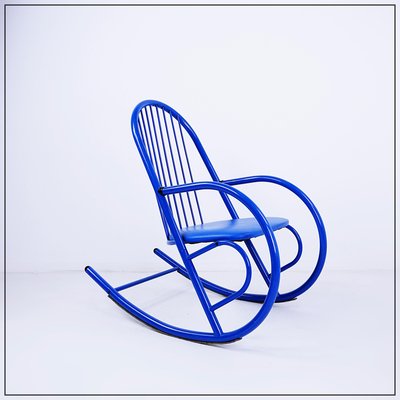 Blue Lacquered Tubular Metal Rocking Chair, 1970s-NYF-2019059