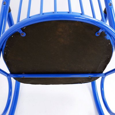 Blue Lacquered Tubular Metal Rocking Chair, 1970s-JG-1797199