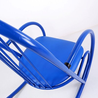 Blue Lacquered Tubular Metal Rocking Chair, 1970s-JG-1797199