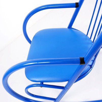 Blue Lacquered Tubular Metal Rocking Chair, 1970s-JG-1797199