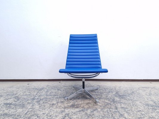 Blue Leather Ea 116 Visitor Chair & Ottoman by Eames for Herman Miller / Vitra, Set of 2-BVM-1979266