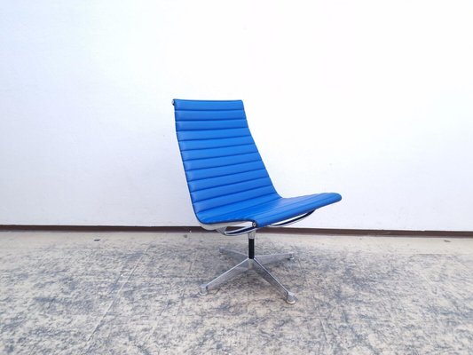 Blue Leather Ea 116 Visitor Chair & Ottoman by Eames for Herman Miller / Vitra, Set of 2-BVM-1979266