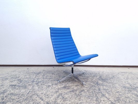 Blue Leather Ea 116 Visitor Chair & Ottoman by Eames for Herman Miller / Vitra, Set of 2-BVM-1979266