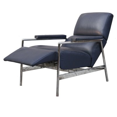 Blue Leather Lounge Chair from Verzelloni, 1990s-RAQ-524641