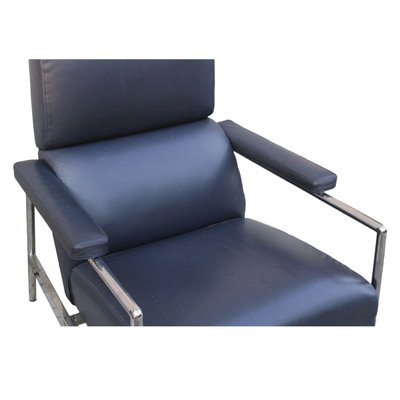 Blue Leather Lounge Chair from Verzelloni, 1990s-RAQ-524641