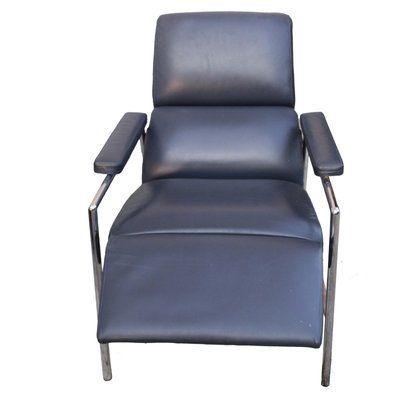 Blue Leather Lounge Chair from Verzelloni, 1990s-RAQ-524641