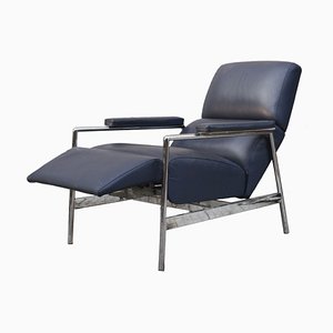 Blue Leather Lounge Chair from Verzelloni, 1990s-RAQ-524641