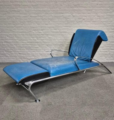 Blue Leather Lounge Chair Futuro 3 by Massimo Iosa Ghini for Moroso, Italy, 1980s-OLQ-2041651