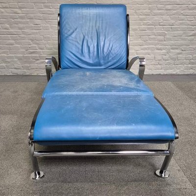 Blue Leather Lounge Chair Futuro 3 by Massimo Iosa Ghini for Moroso, Italy, 1980s-OLQ-2041651