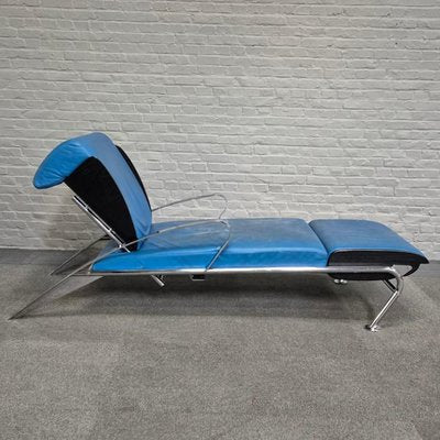 Blue Leather Lounge Chair Futuro 3 by Massimo Iosa Ghini for Moroso, Italy, 1980s-OLQ-2041651