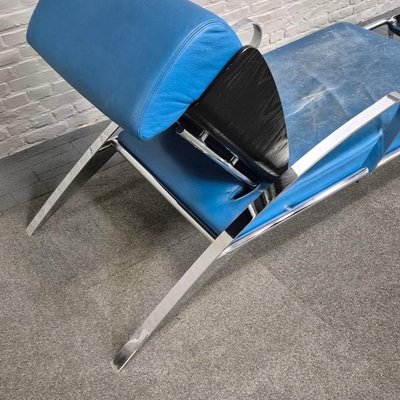 Blue Leather Lounge Chair Futuro 3 by Massimo Iosa Ghini for Moroso, Italy, 1980s-OLQ-2041651