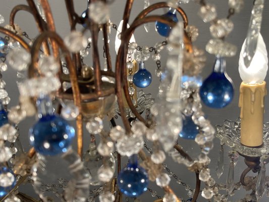 Blue Macaroni Murano Glass Chandelier, 1950s-JJC-2036270