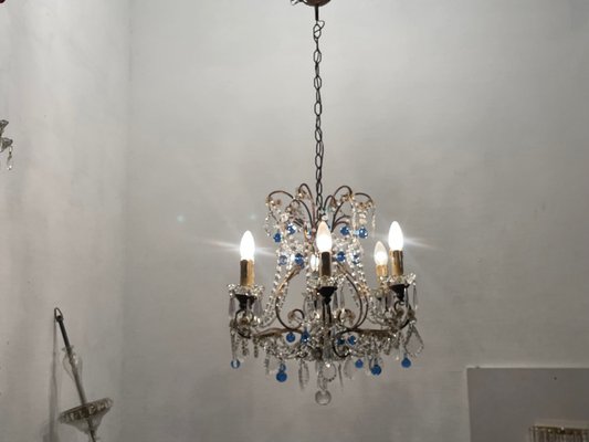 Blue Macaroni Murano Glass Chandelier, 1950s-JJC-2036270