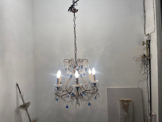 Blue Macaroni Murano Glass Chandelier, 1950s-JJC-2036270