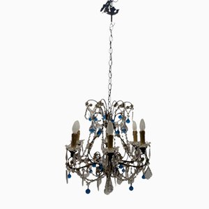 Blue Macaroni Murano Glass Chandelier, 1950s-JJC-2036270